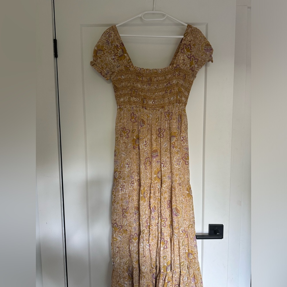 Free People Floral Yellow and Brown Dress